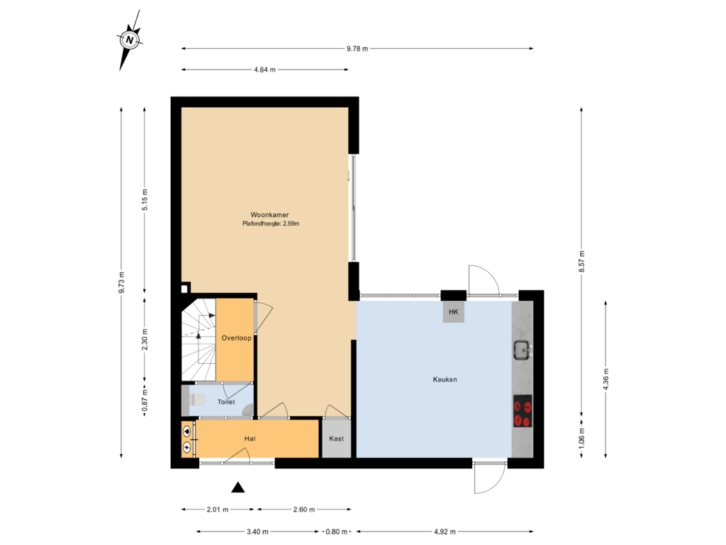 View floorplan of Begane grond of Olmendreef 131