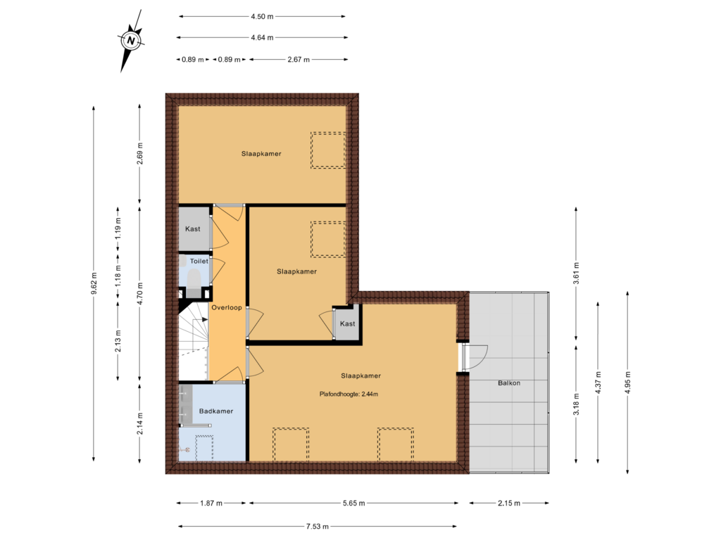 View floorplan of 1e Verdieping	 of Olmendreef 131