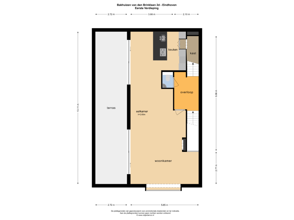 Bekijk plattegrond van Eerste Verdieping van Bakhuizen van den Brinklaan 2-D