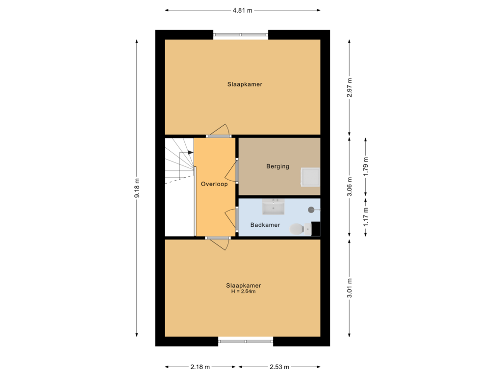 Bekijk plattegrond van Tweede verdieping van Balderstraat 6