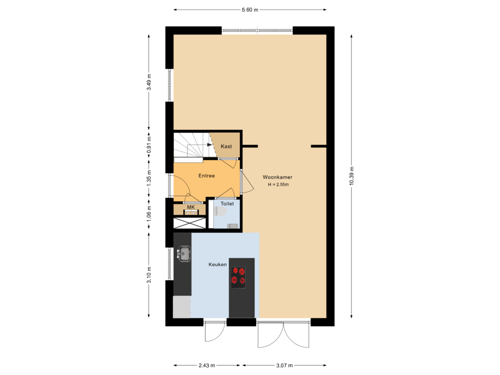 Bekijk plattegrond van Begane grond van Willemshoek 6