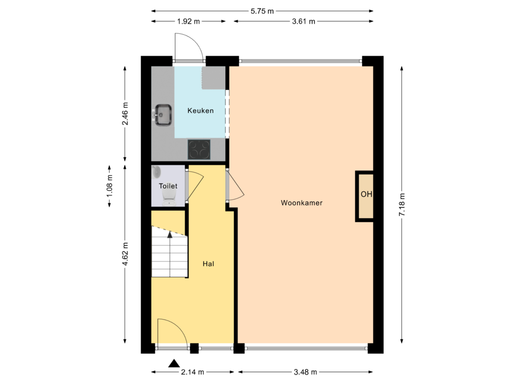 View floorplan of Begane grond of Frans Halsstraat 25