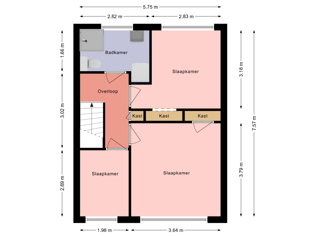 View floorplan of Eerste verdieping of Frans Halsstraat 25