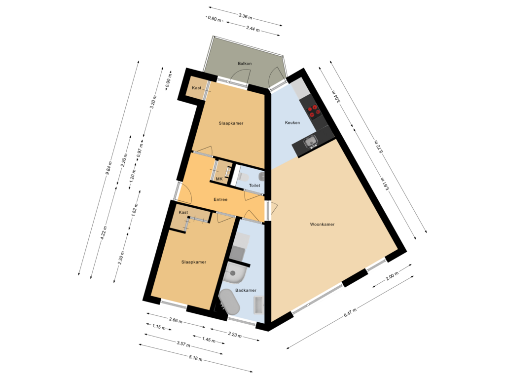 View floorplan of Appartement of Wilslaan 37