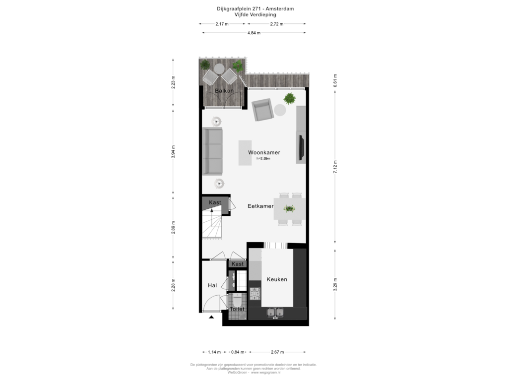 View floorplan of Vijfde Verdieping of Dijkgraafplein 271