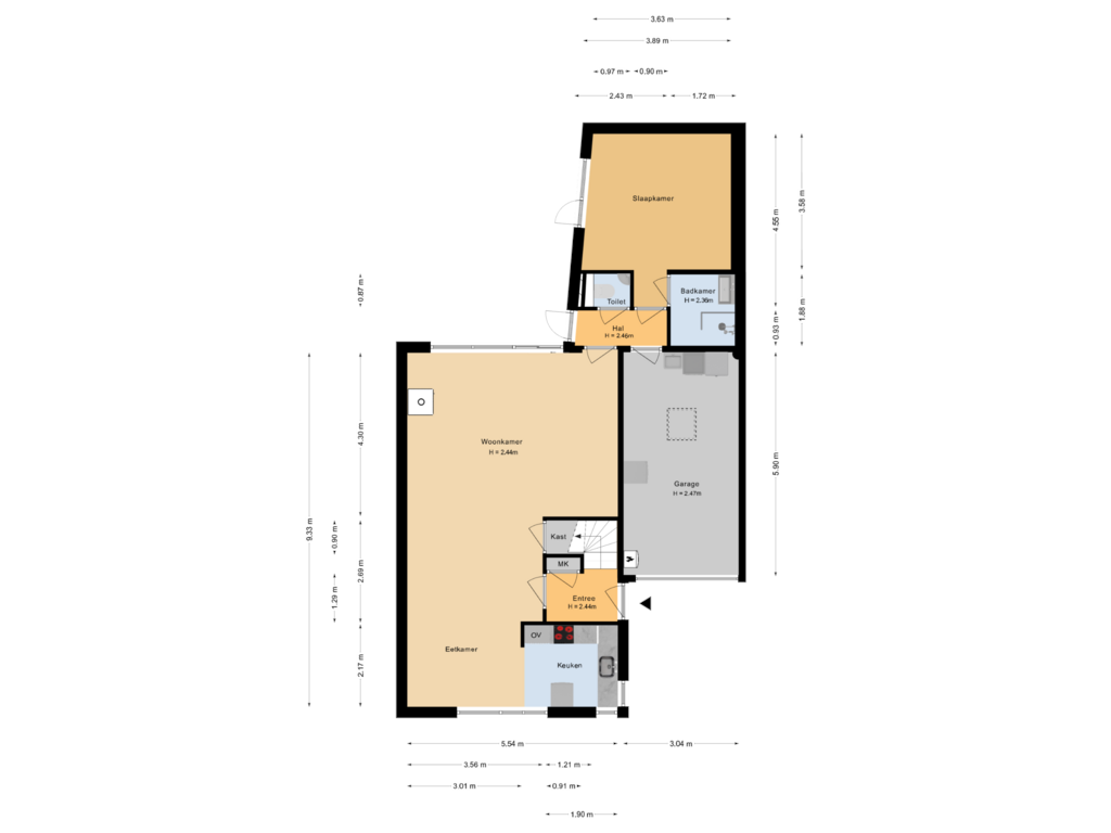 Bekijk plattegrond van Begane grond van Valkeniersborch 63