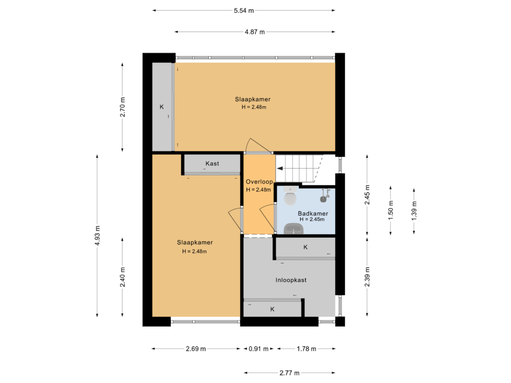 Bekijk plattegrond van 1e verdieping van Valkeniersborch 63