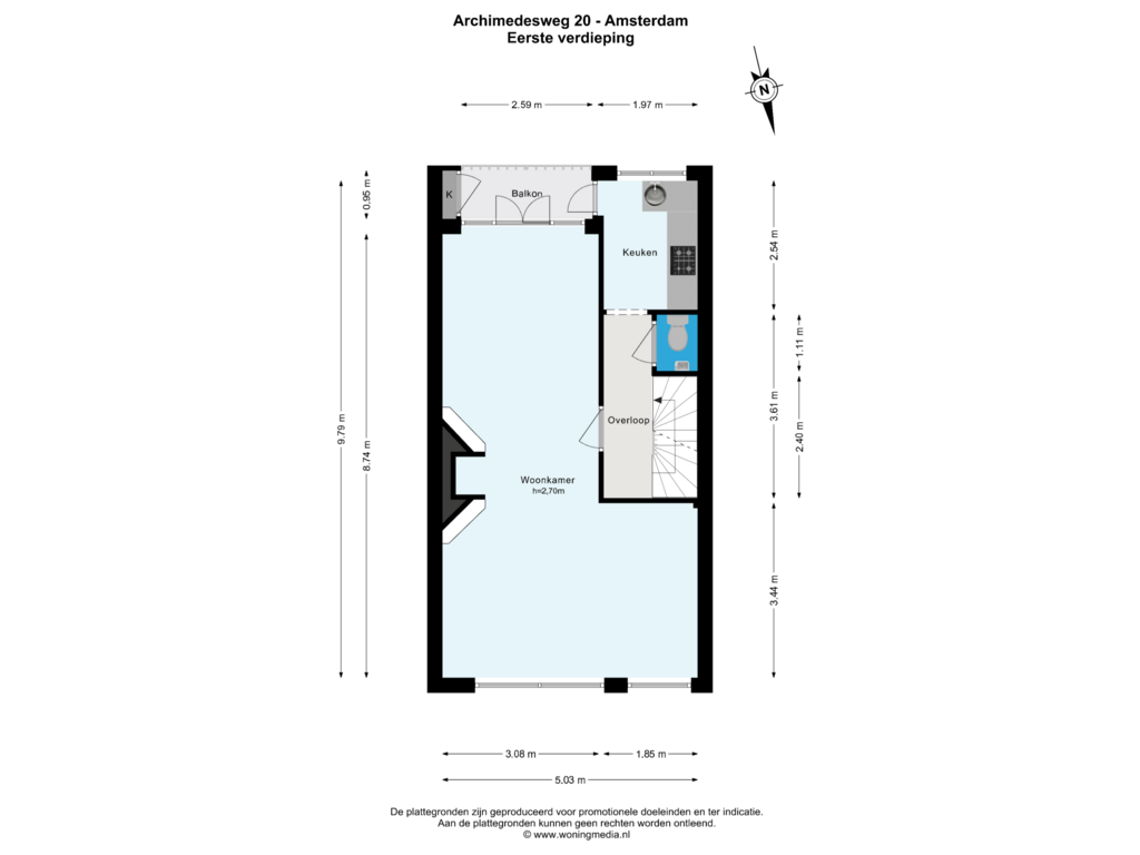 View floorplan of Eerste verdieping of Archimedesweg 20