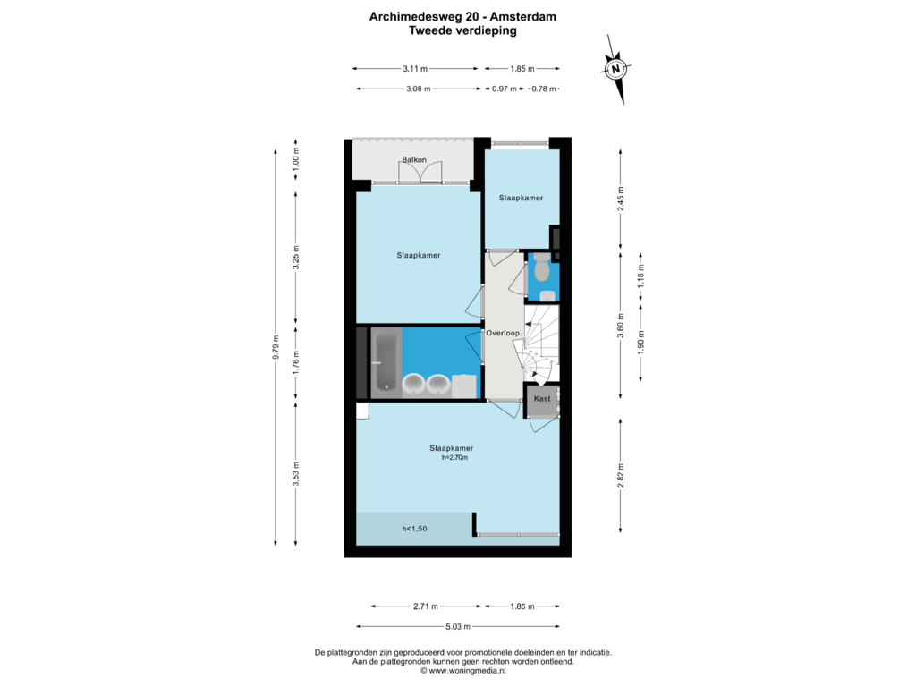 View floorplan of Tweede verdieping of Archimedesweg 20