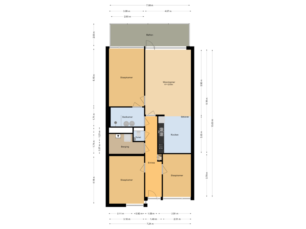 View floorplan of Appartement of Glitterstraat 136