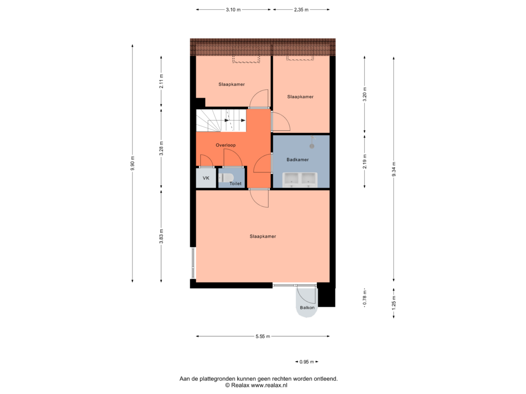 View floorplan of Verdieping 1 of Belgradostraat 28