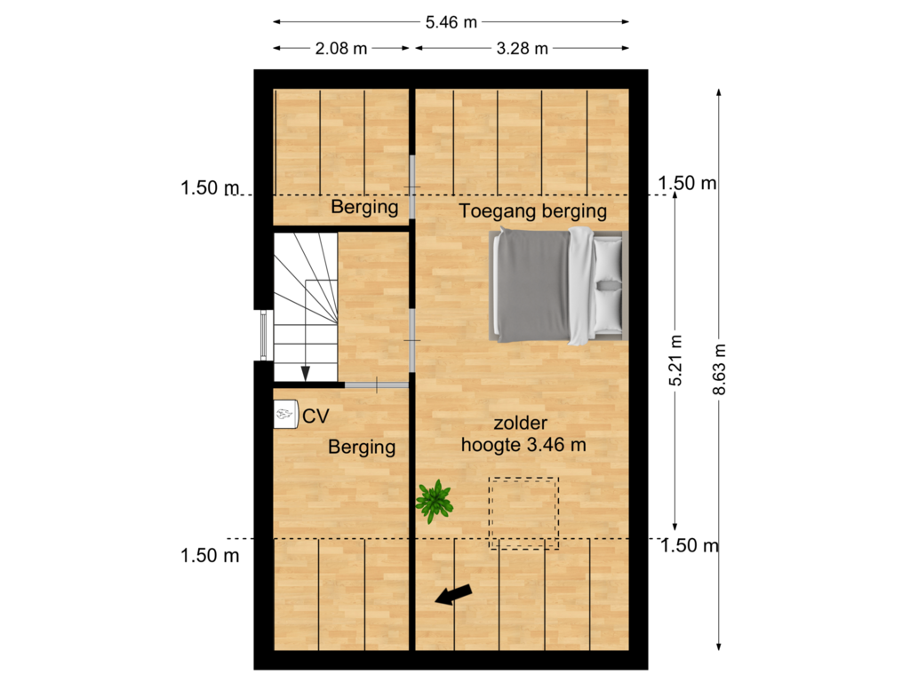 Bekijk plattegrond van Zolder van Philip de Croystraat 26