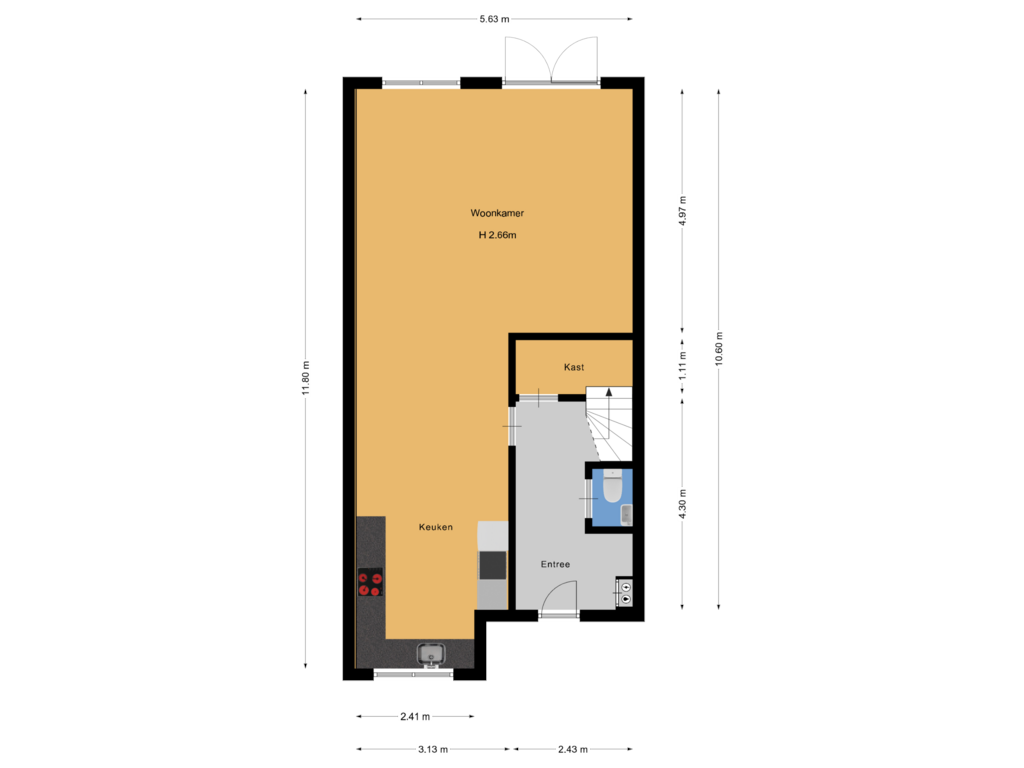 Bekijk plattegrond van Begane grond van Kerkuillande 17