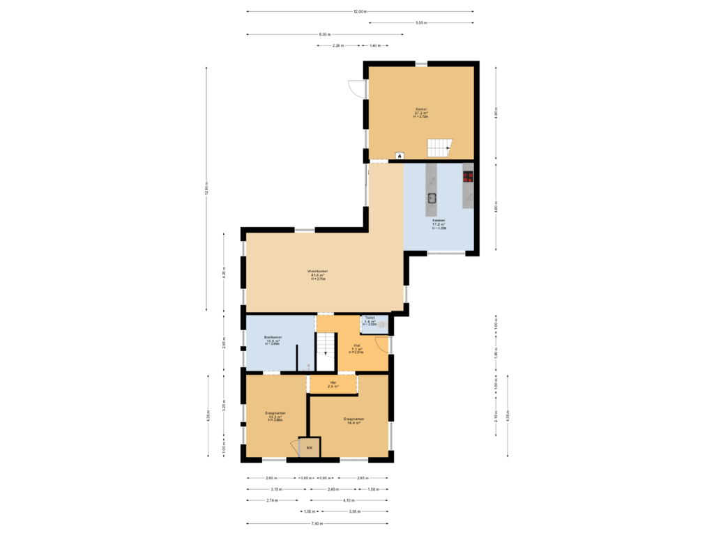 View floorplan of Begane grond of Nijlanderstraat 23