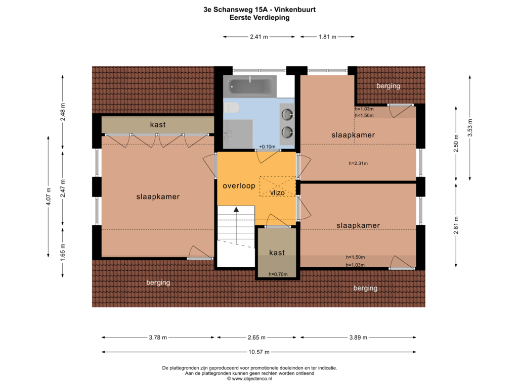 View floorplan of EERSTE VERDIEPING of 3e Schansweg 15-A