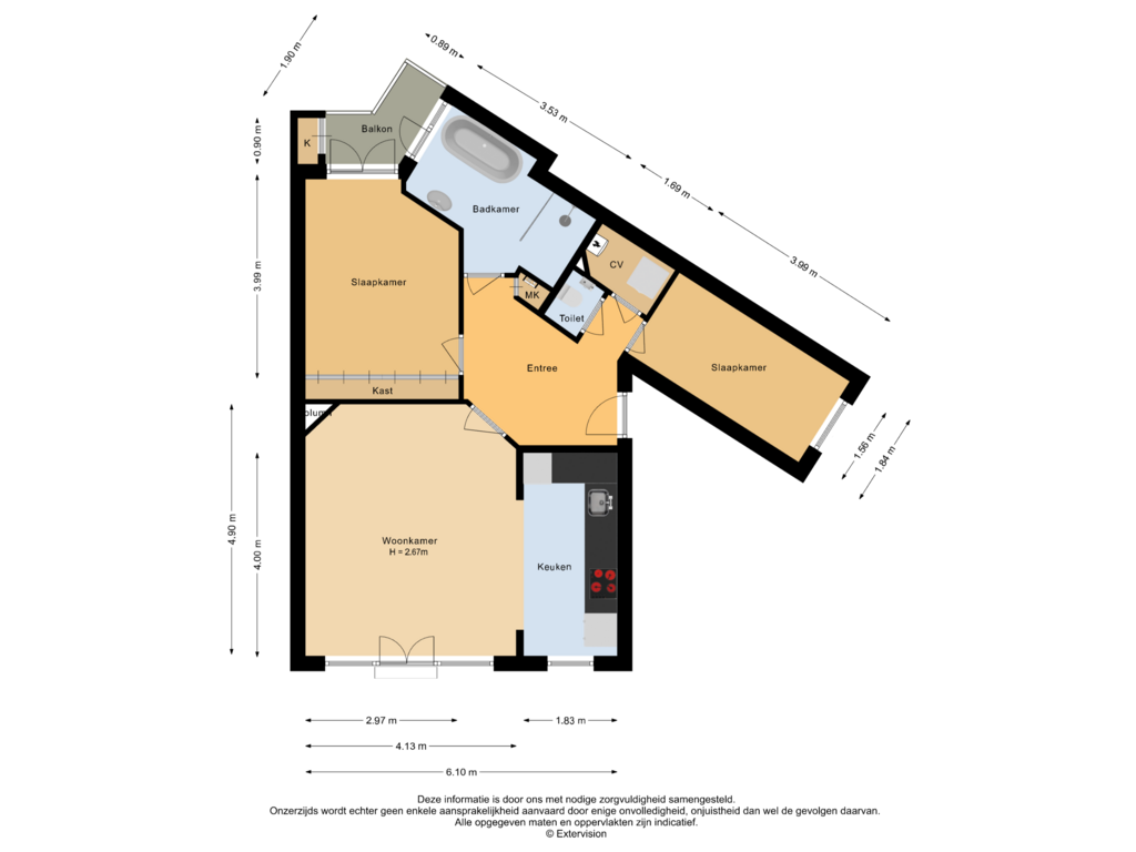 View floorplan of Appartement of Charlotte de Bourbonstraat 29-1