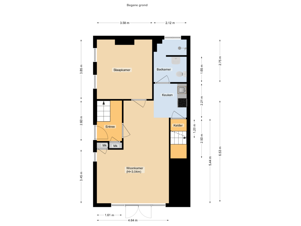 Bekijk plattegrond van Begane grond van Springweg 19