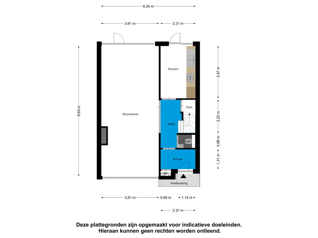 Bekijk plattegrond van Begane Grond van Rechterenstraat 34