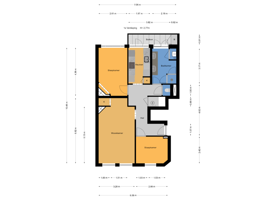 View floorplan of 1e Verdieping of Usselincxstraat 4