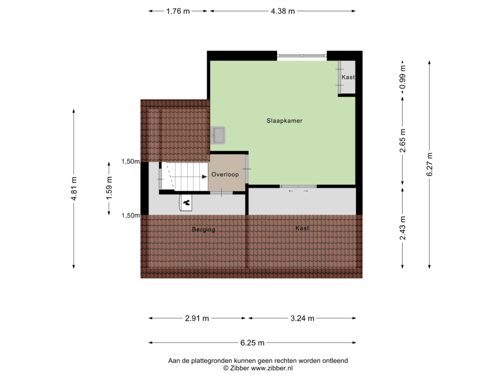 Bekijk plattegrond van Tweede verdieping van Meelstraat 38