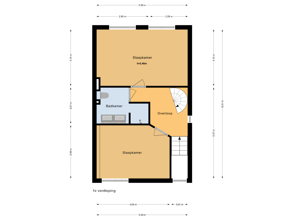 Bekijk plattegrond van 1e verdieping van Baetenburg 71