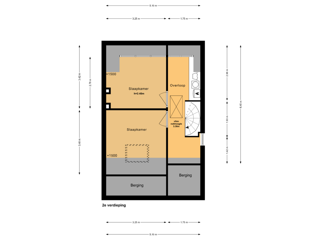 Bekijk plattegrond van 2e verdieping van Baetenburg 71