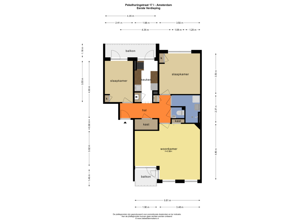 Bekijk plattegrond van Eerste Verdieping van Pekelharingstraat 17-1