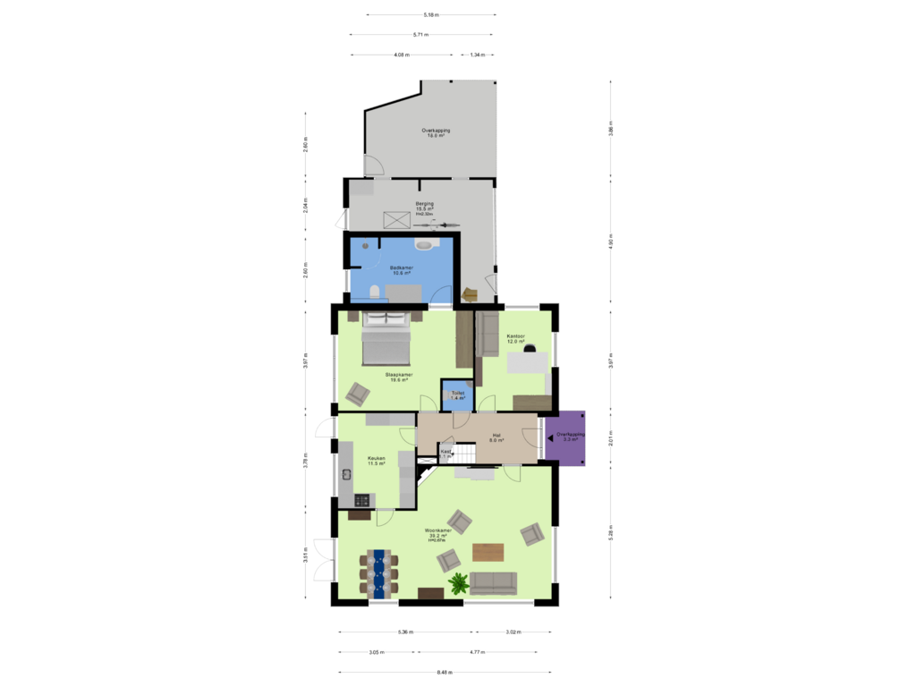 Bekijk plattegrond van Begane grond van Potgieterlaan 5-A