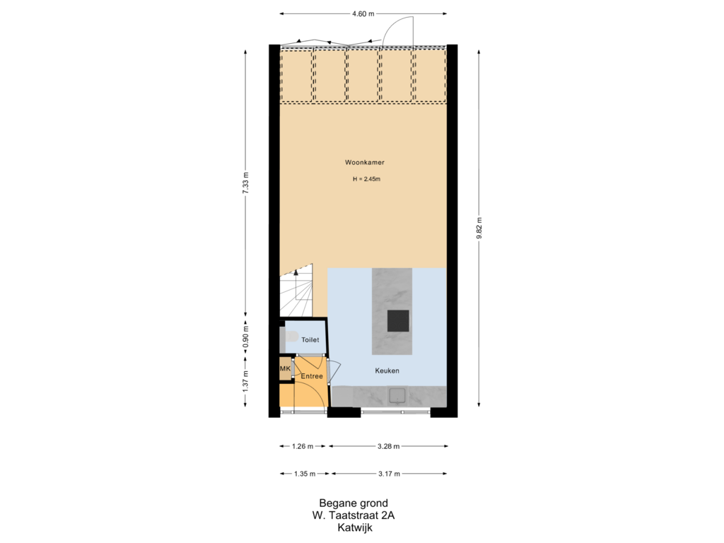 View floorplan of Begane grond of W. Taatstraat 2-A