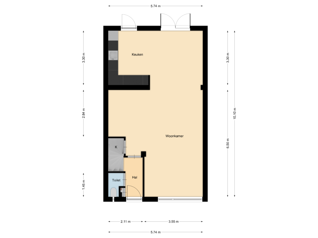 View floorplan of Begane grond of Mauritsstraat 17