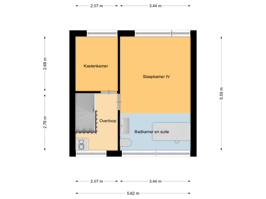 View floorplan of Tweede verdieping of Mauritsstraat 17