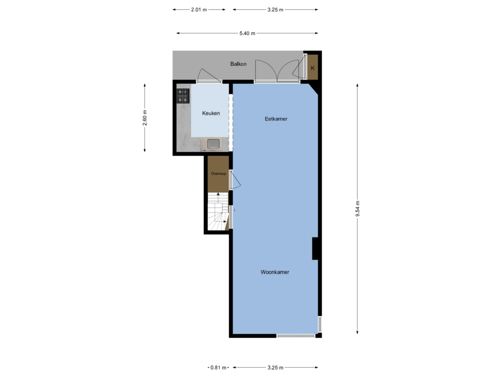 View floorplan of Eerste verdieping of Merwedekade 231-BSA