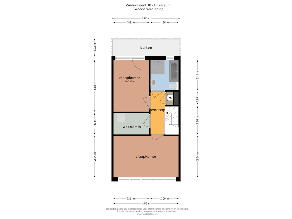 Bekijk plattegrond van TWEEDE VERDIEPING van Zuidermeent 18