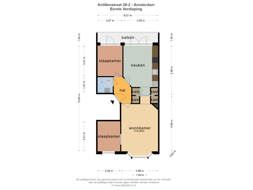 Bekijk plattegrond van EERSTE VERDIEPING van Antillenstraat 28-2