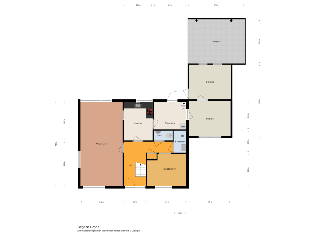 Bekijk plattegrond van Begane Grond van Weerdingerkanaal NZ 136