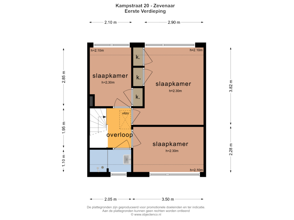 Bekijk plattegrond van Eerste Verdieping van Kampstraat 20