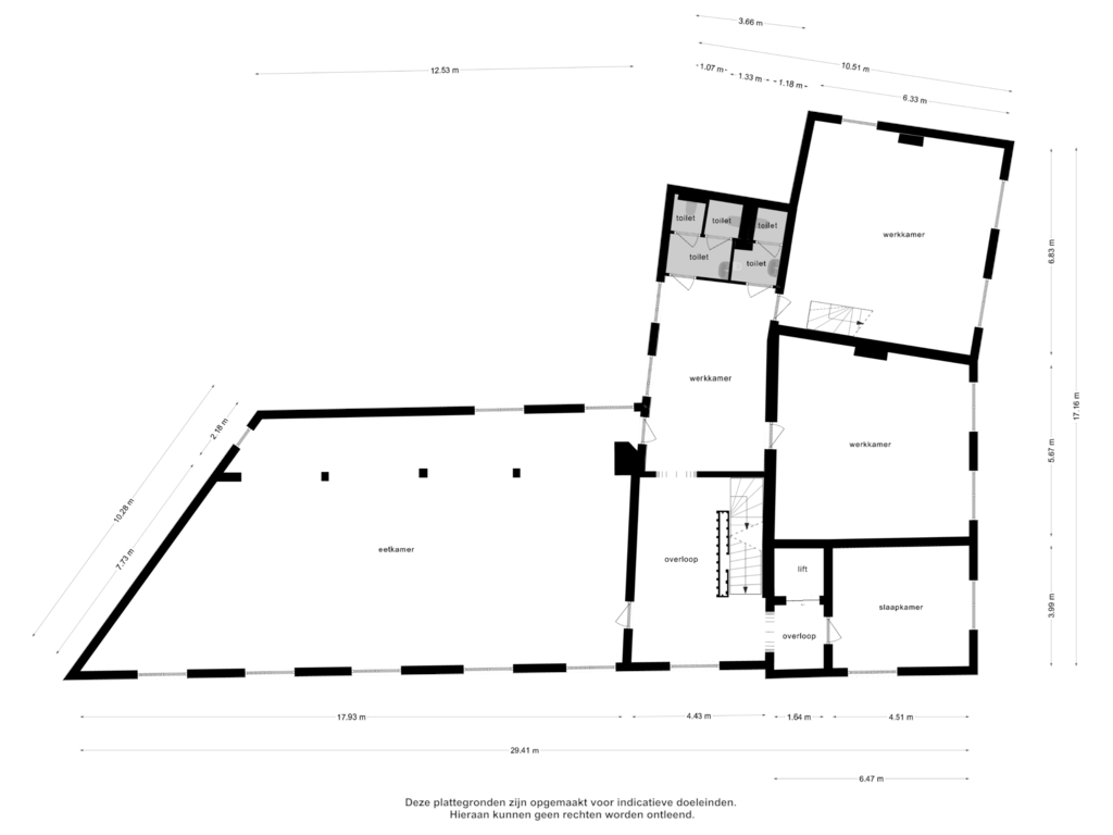 View floorplan of 1e verdieping of Kerkplein 16