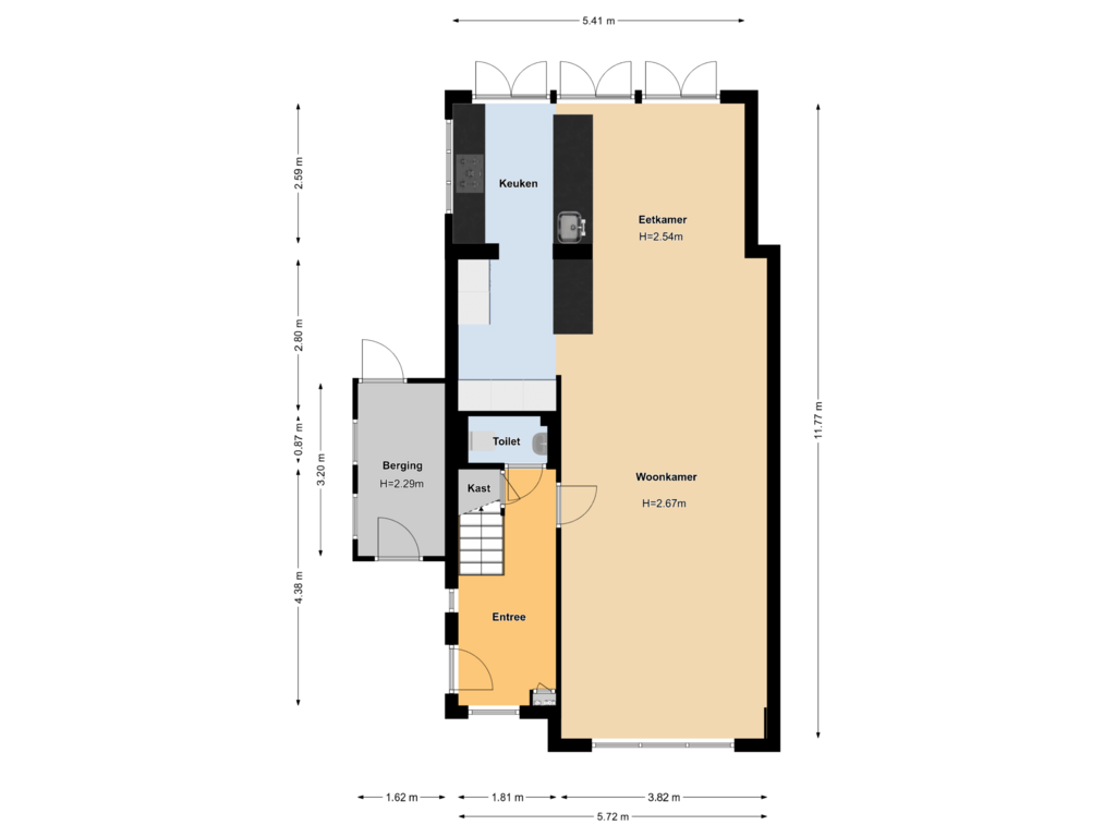 View floorplan of Begane grond of Keizer Karelweg 127