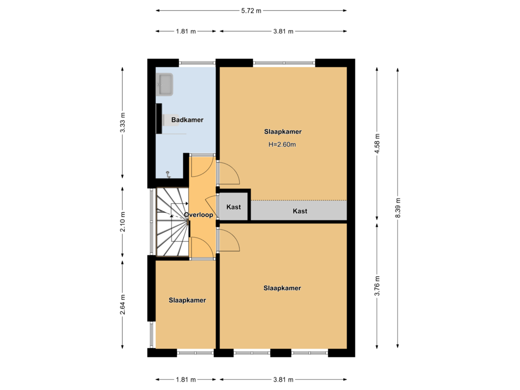 View floorplan of Eerste Verdieping of Keizer Karelweg 127