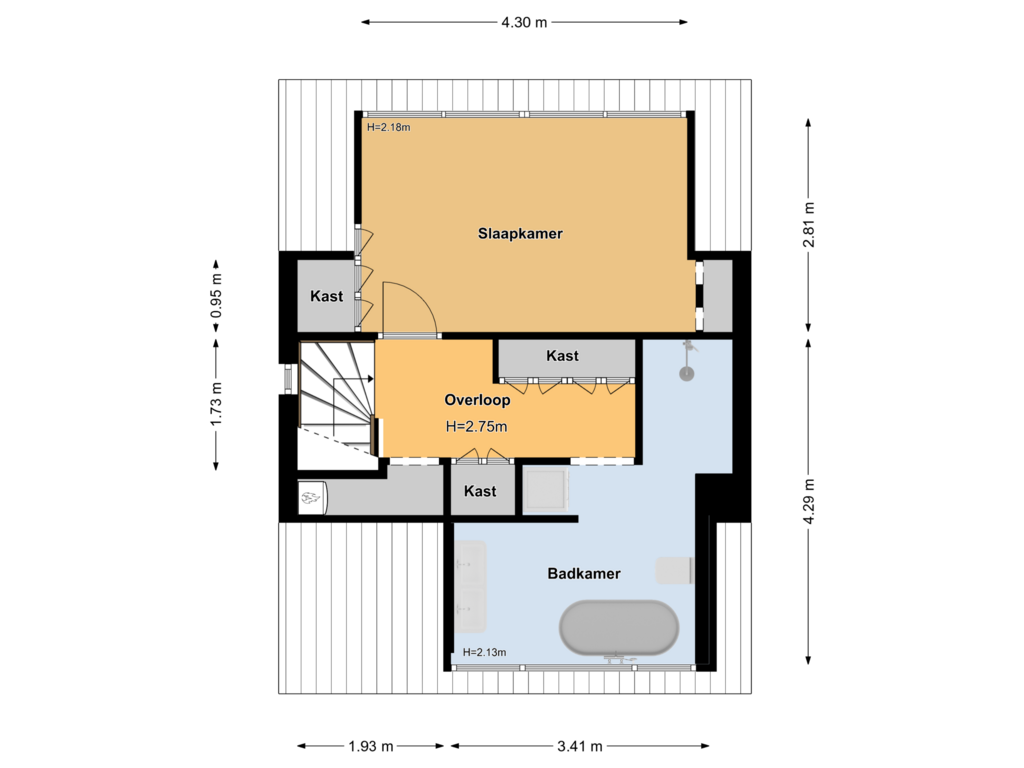 View floorplan of Tweede Verdieping of Keizer Karelweg 127