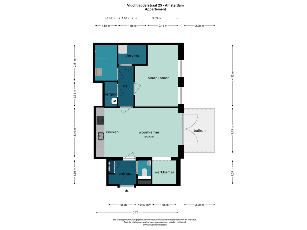 Bekijk plattegrond van APPARTEMENT van Vluchtladderstraat 25