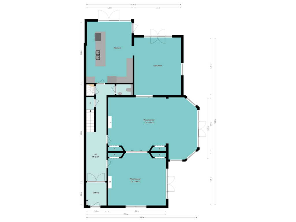 Bekijk plattegrond van Begane grond van Utrechtseweg 61