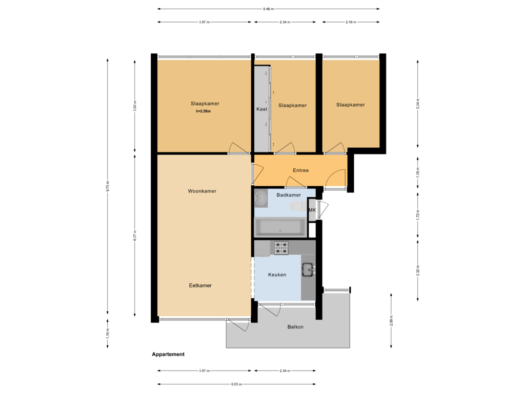 View floorplan of Appartement of Julianaplantsoen 98