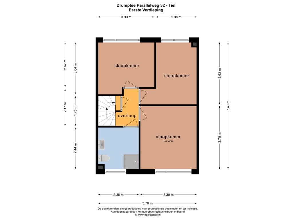 Bekijk plattegrond van EERSTE VERDIEPING van Drumptse Parallelweg 32