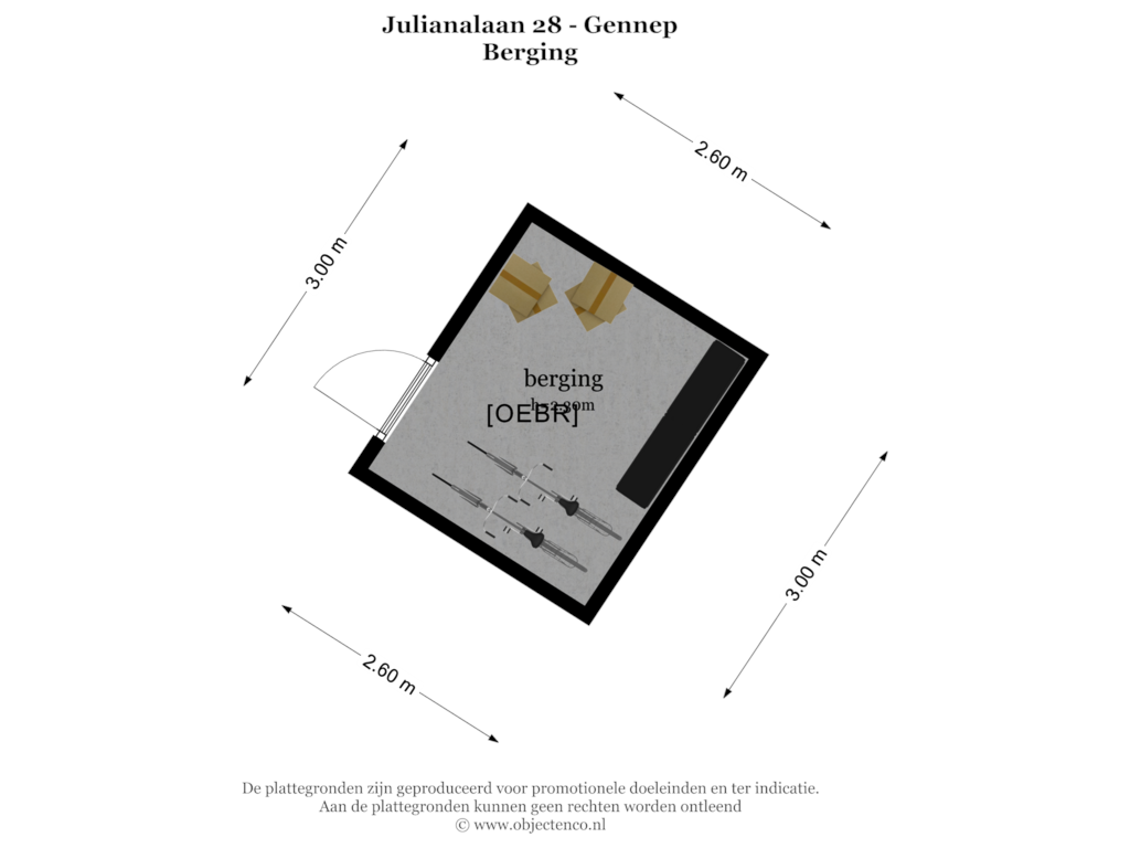 Bekijk plattegrond van BERGING van Julianalaan 28