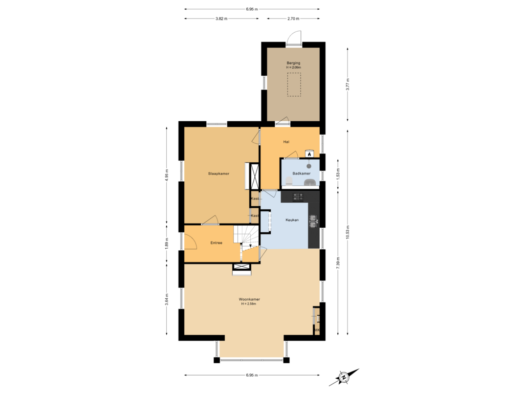 View floorplan of Begane grond of Spalstraat 48