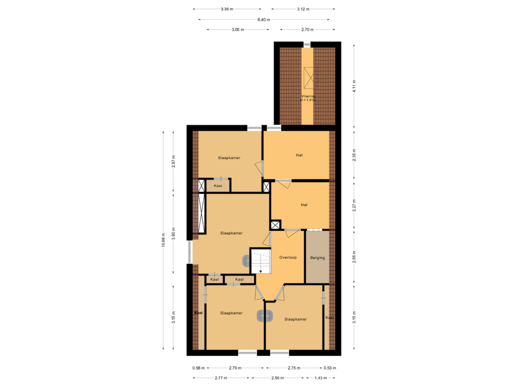 View floorplan of Eerste verdieping of Spalstraat 48