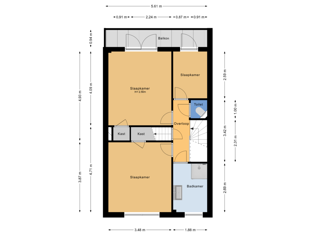 View floorplan of 1e verdieping of Cremerstraat 5