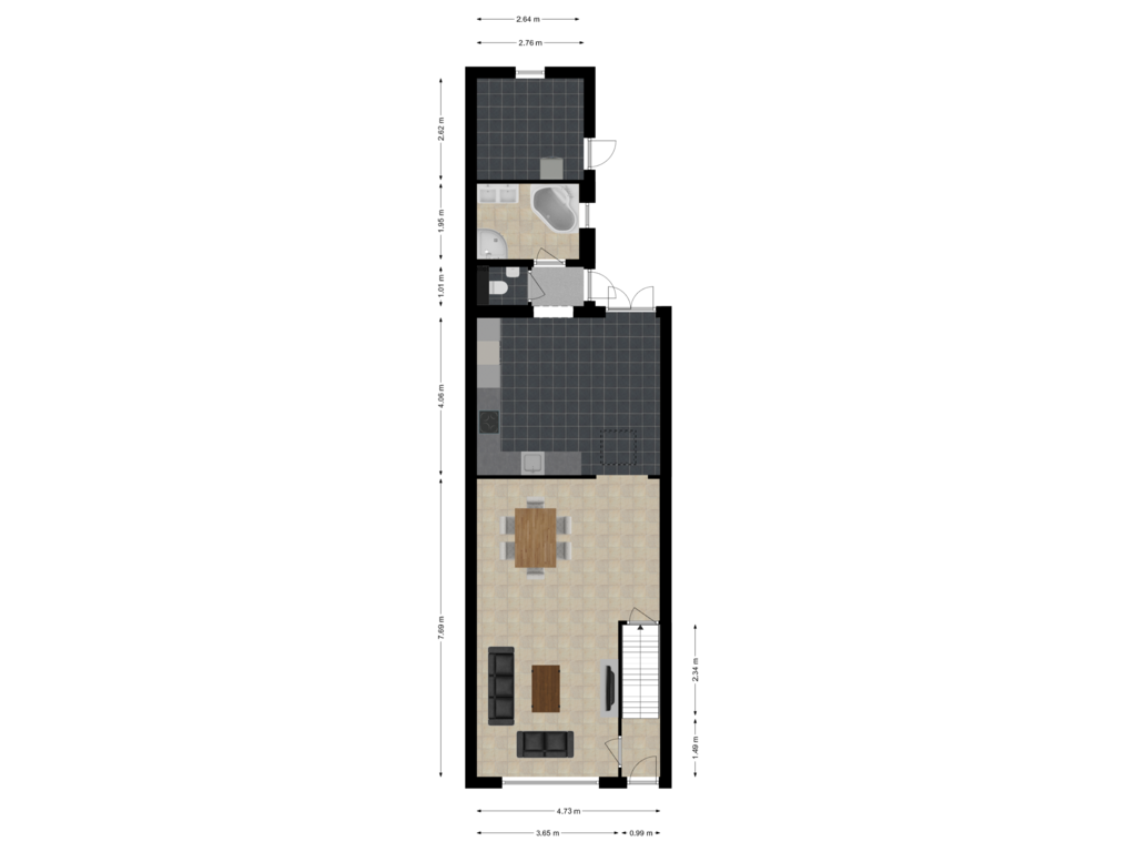 View floorplan of Begane Grond of Van Hogendorpstraat 89-A