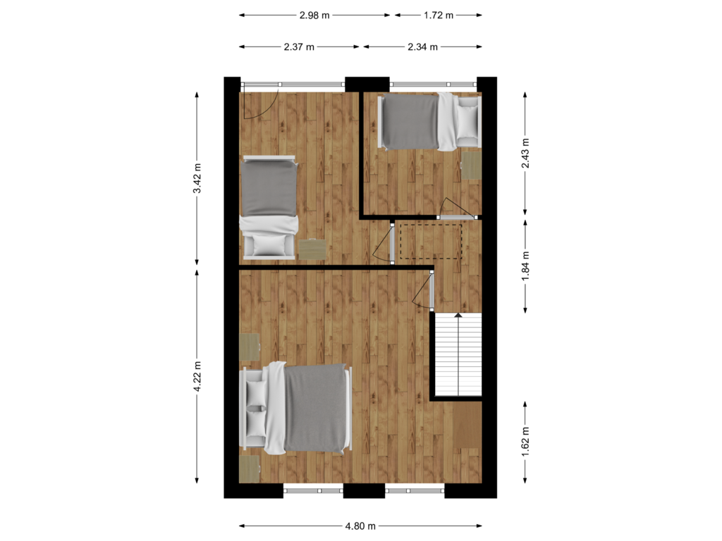 View floorplan of Eerste verdieping of Van Hogendorpstraat 89-A